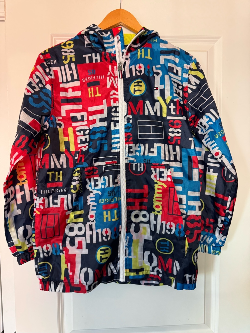 RARE Y2k Tommy Hilfiger Windbreaker Youth Sized 16/18 Essential Logo Full Zip